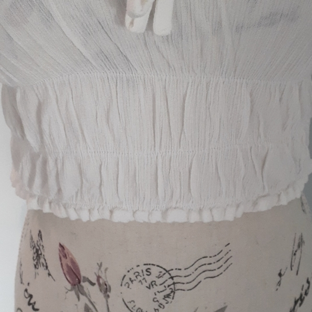 # Sheer white romantic Garage crop top - Picture 3 of 6